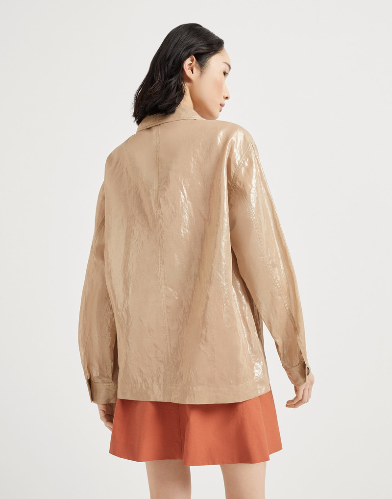 Brunello Cucinelli Lamé cotton gauze outerwear jacket with monili outlook