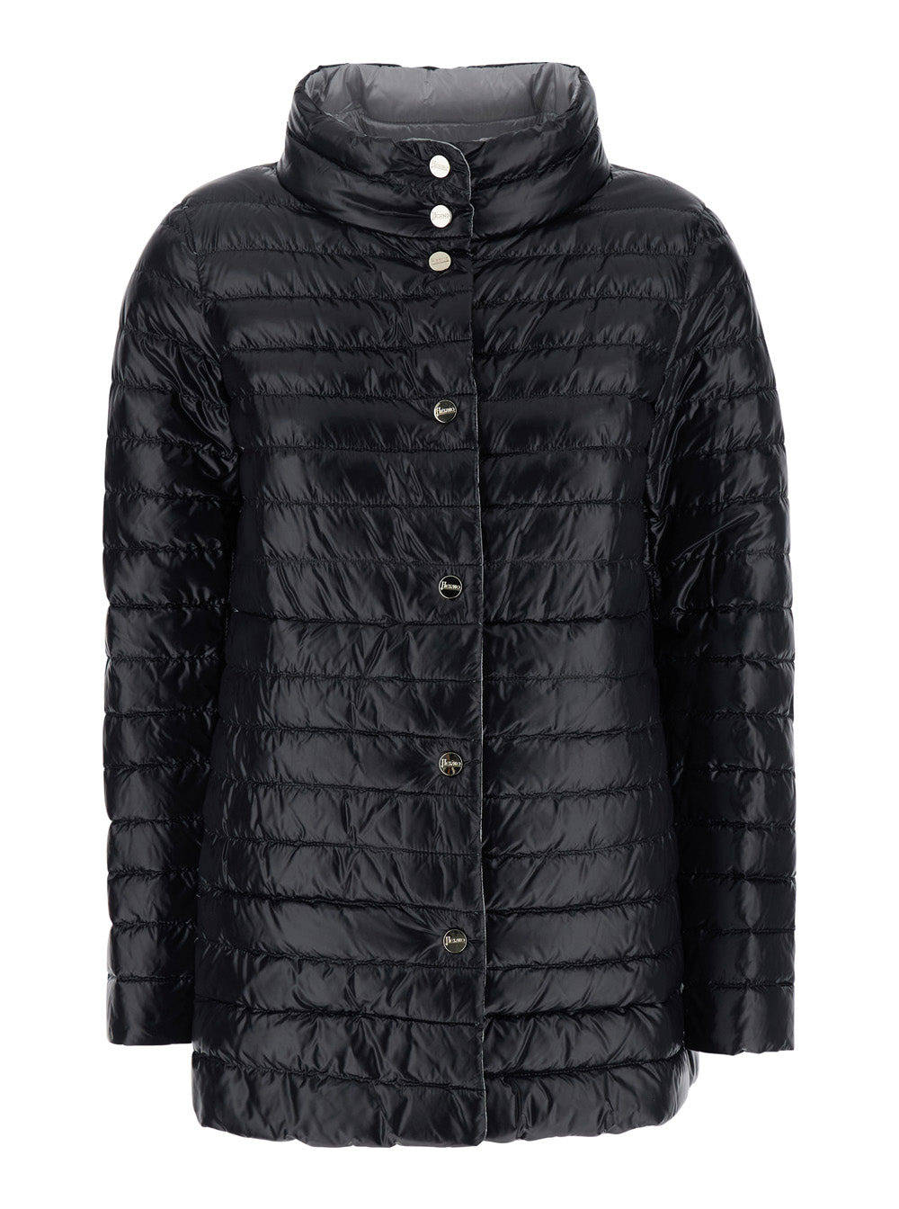 Herno Women Black Down Jacket With Snap Buttoned High Neck In Tech Fabric Woman - 1