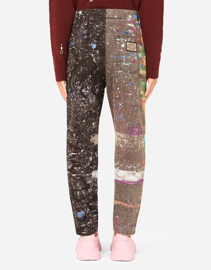 Oversize jeans with plated multi-colored print - 2