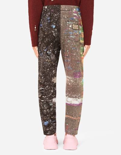 Dolce & Gabbana Oversize jeans with plated multi-colored print outlook