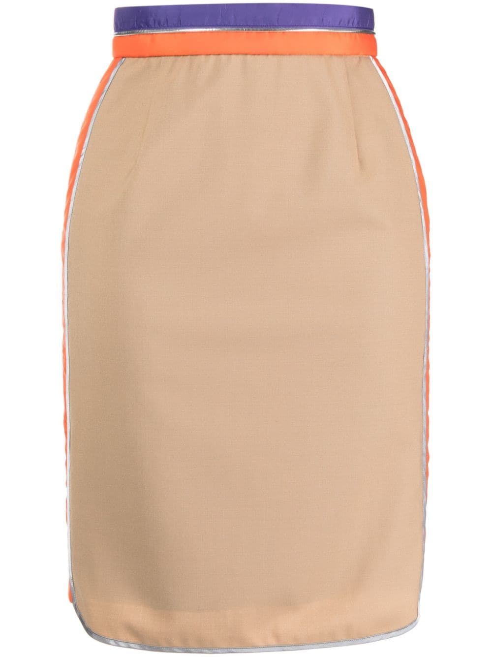 stripe-waistband knee-length skirt - 1
