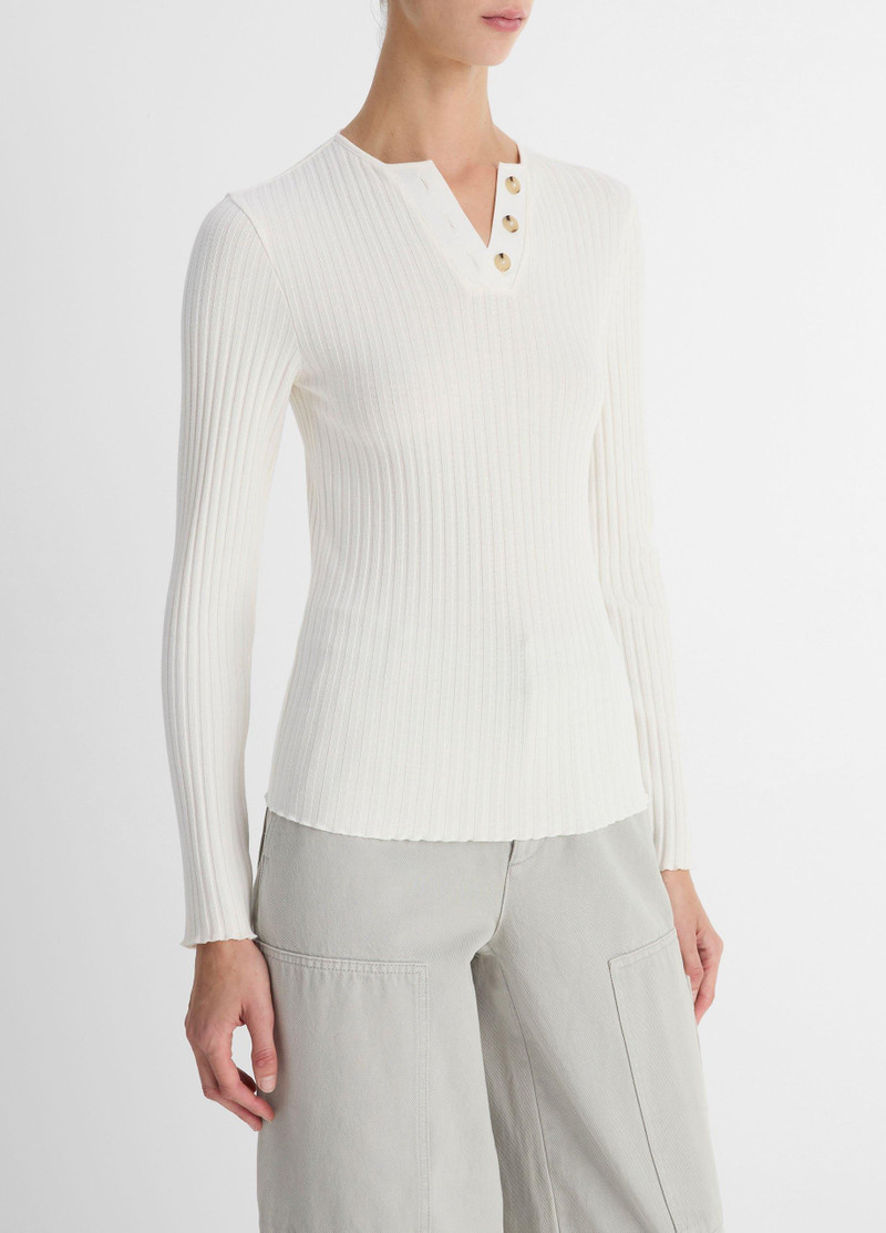 Vince Ribbed Cotton-Blend Henley outlook