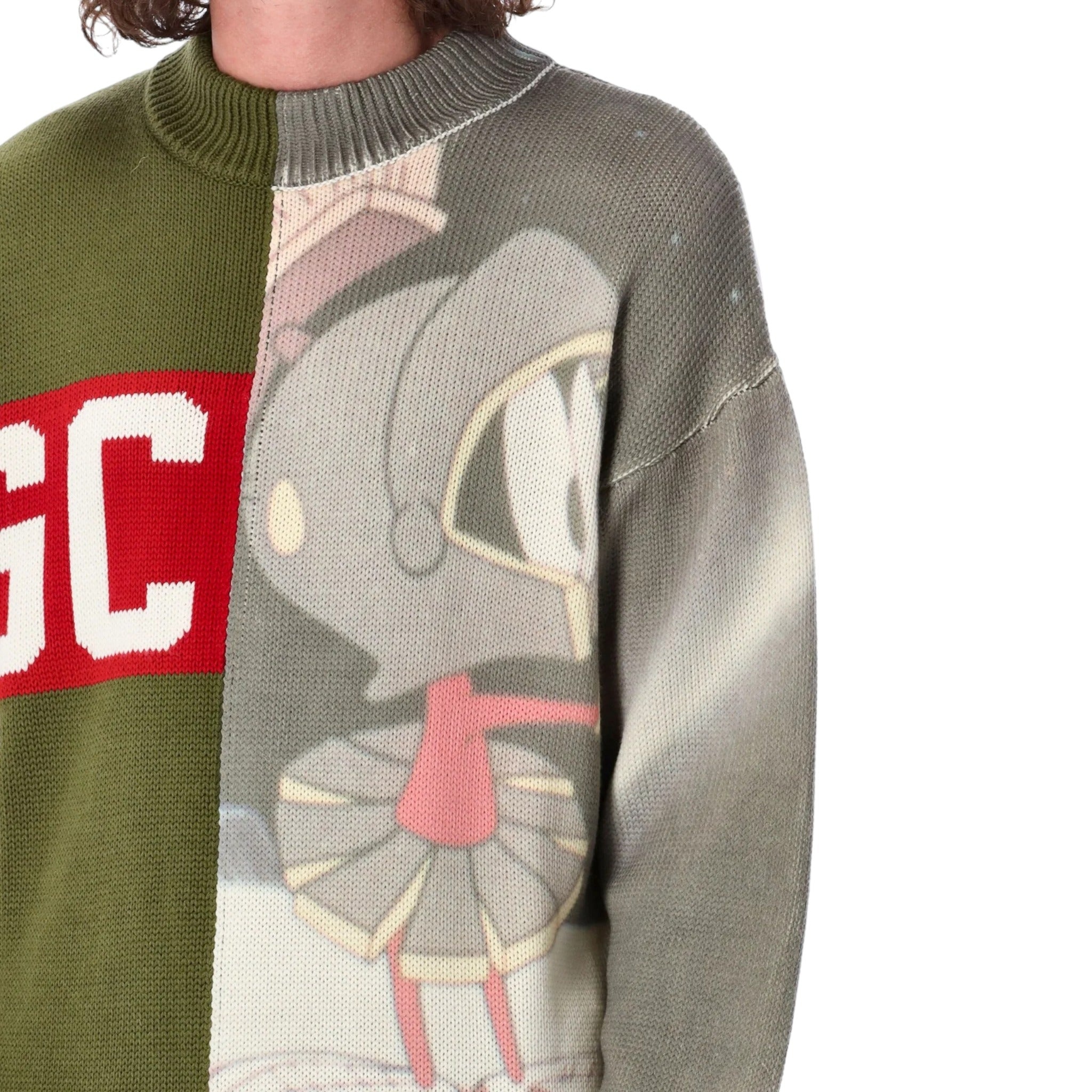 GCDS x Looney Tunes Wool Logo Band Sweater Military - 4