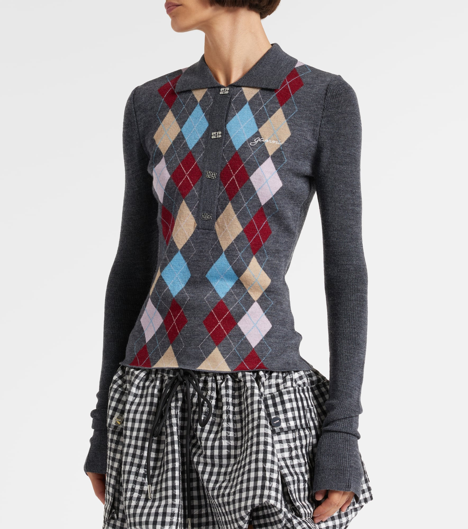 Argyle wool polo sweater - 6