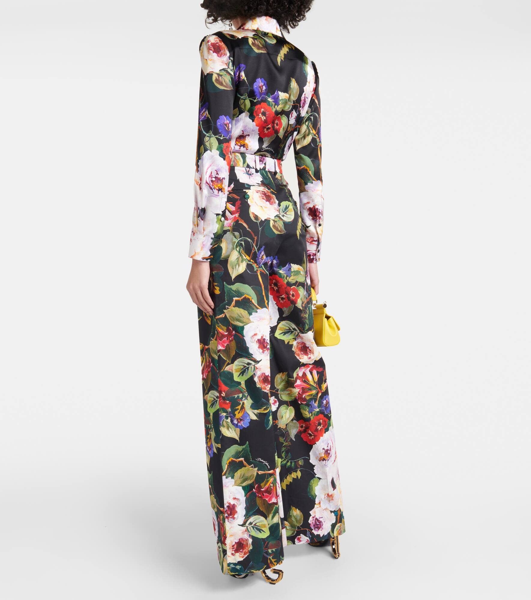 Floral cotton-blend wide-leg pants - 3