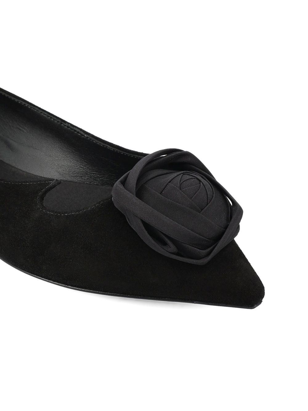 rose-embellished pointed-toe ballet flats - 4