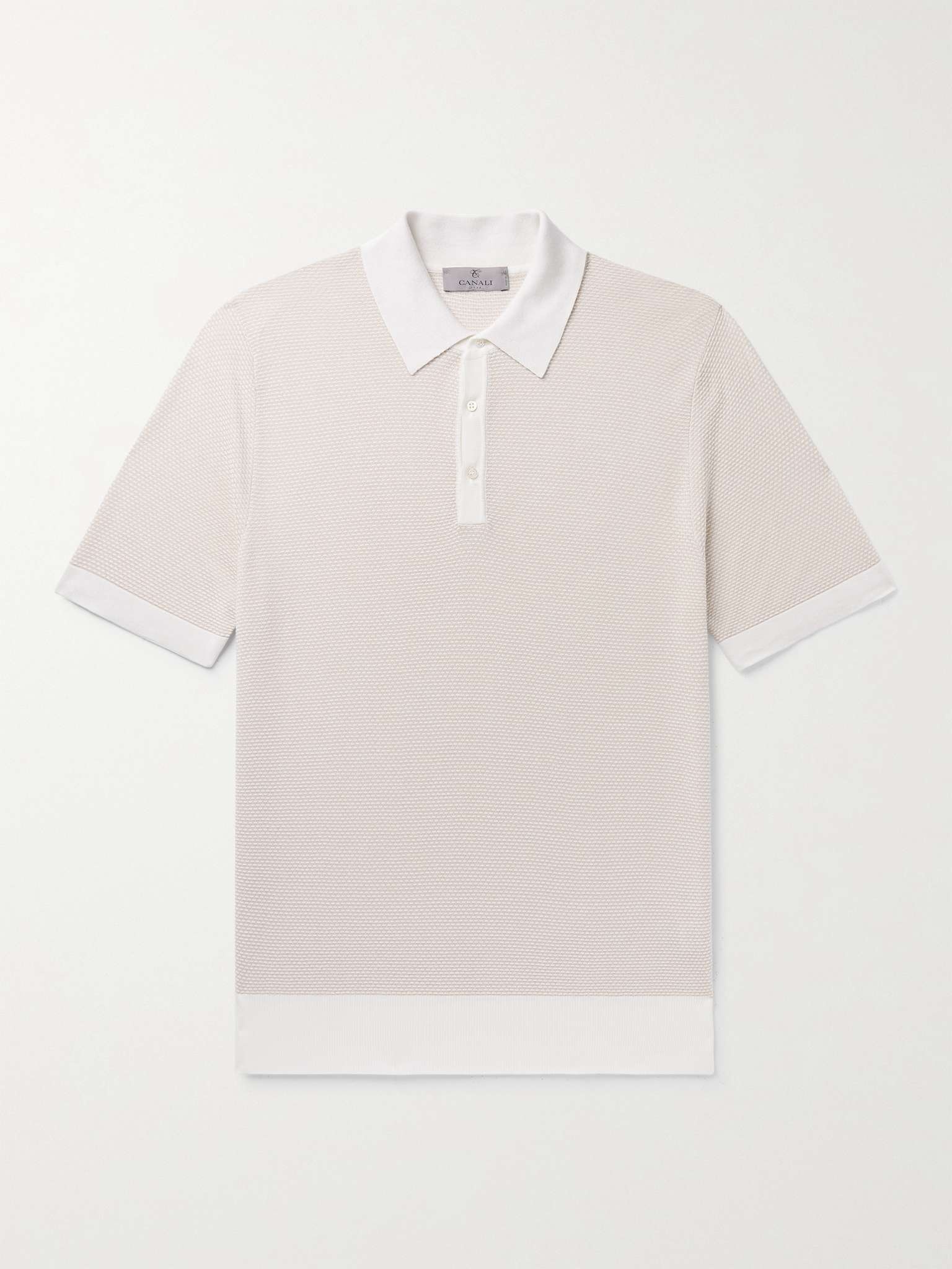 Waffle-Knit Polo Shirt - 1