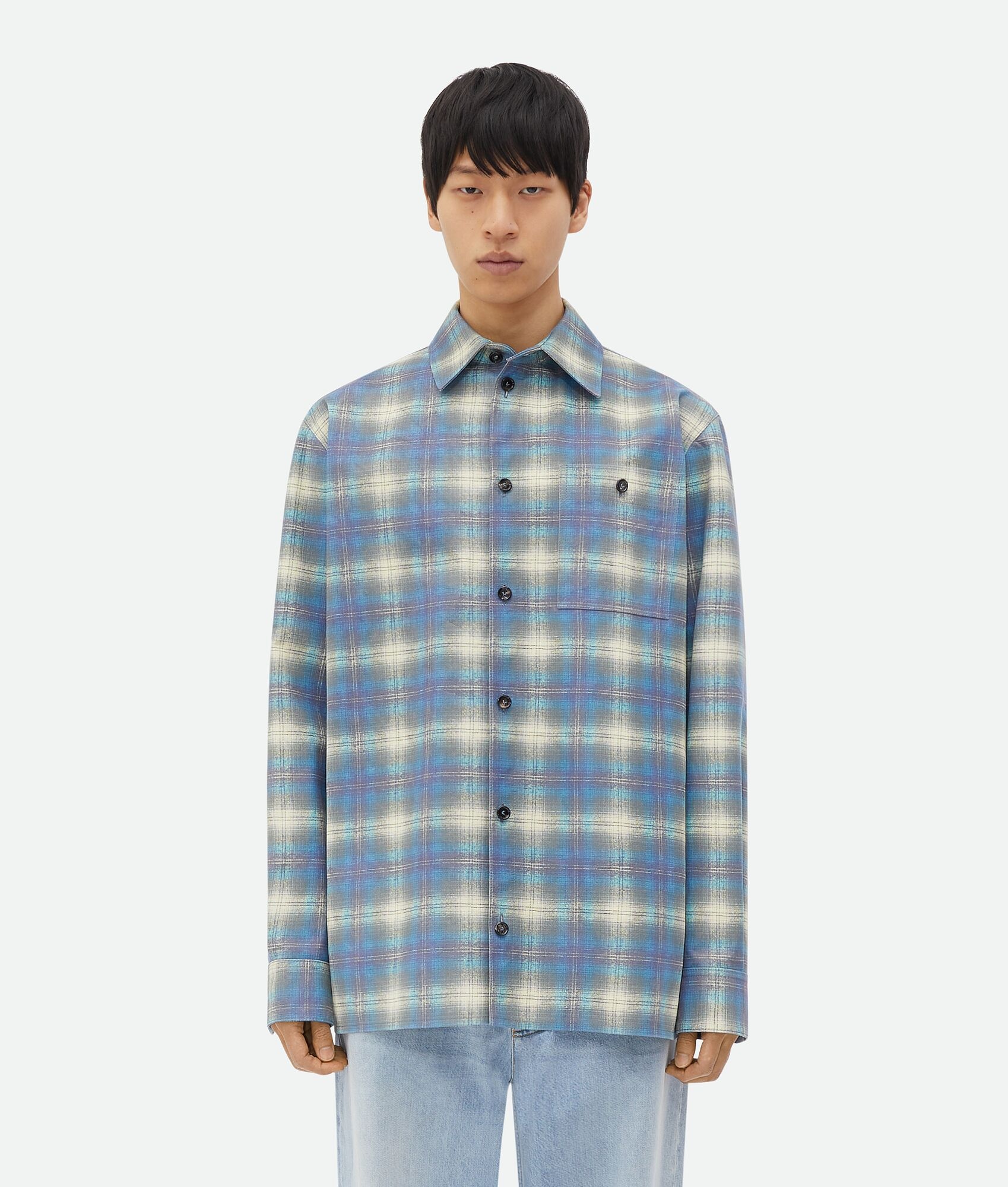 Relaxed Fit Flannel-Printed Leather Shirt - 4