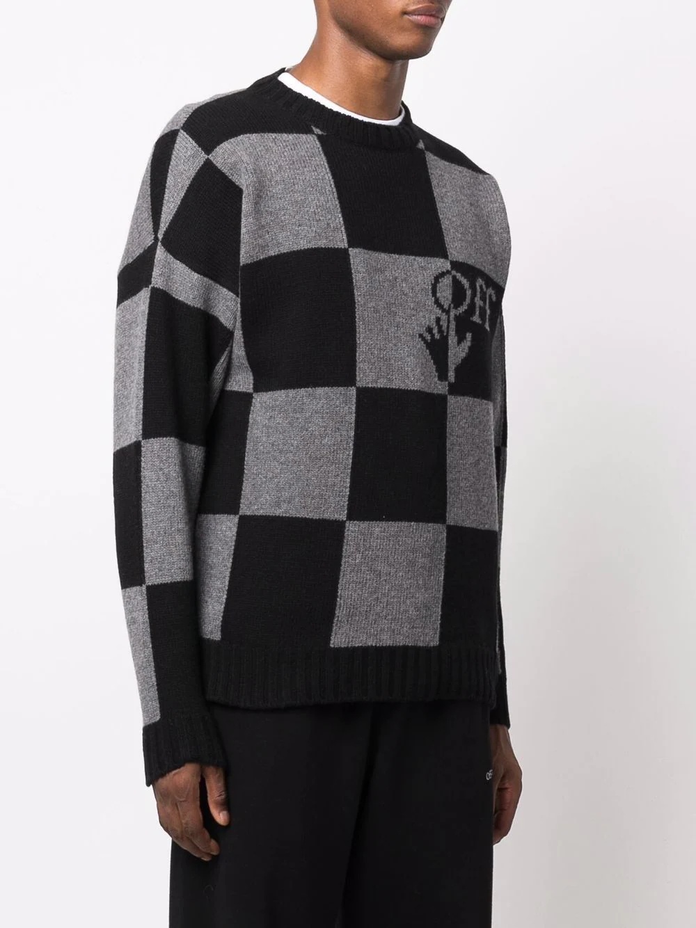 checkerboard logo intarsia-knit jumper - 3