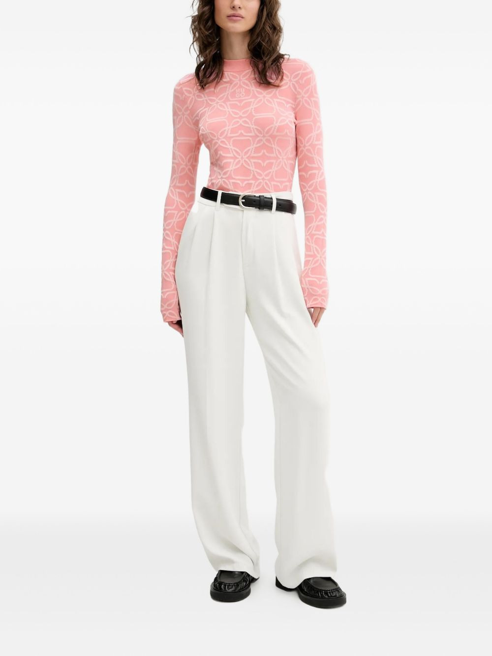 logo-pattern long-sleeve sweater - 2