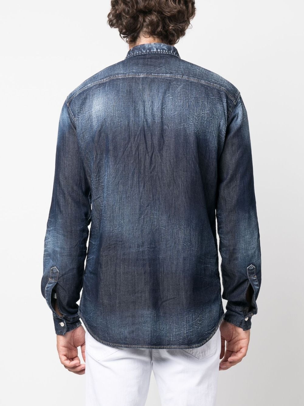 logo-plaque denim shirt - 4