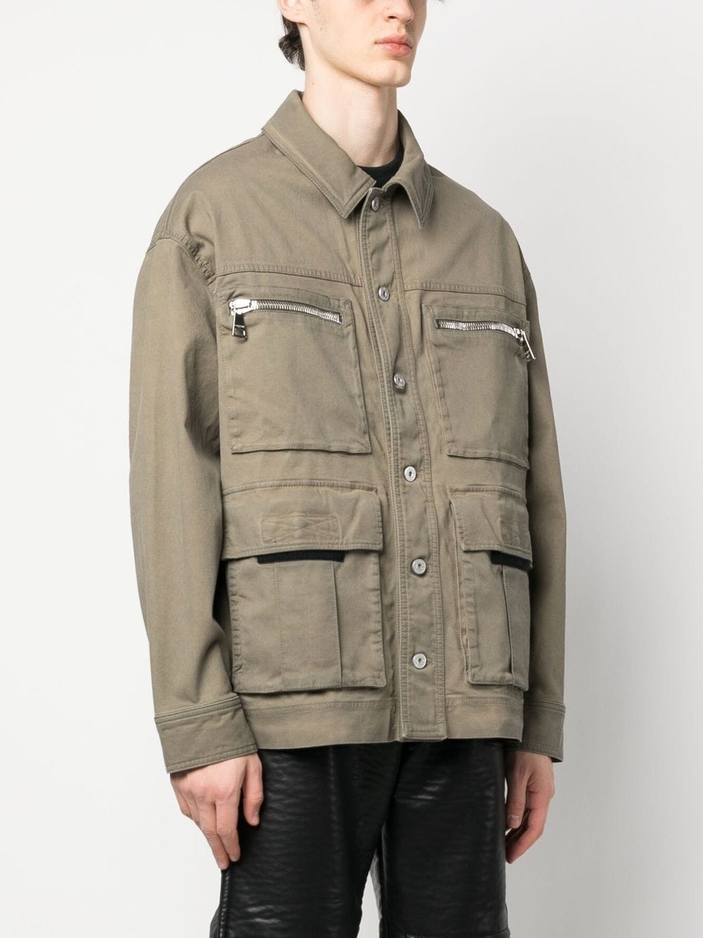 button-up stretch-cotton military jacket - 3