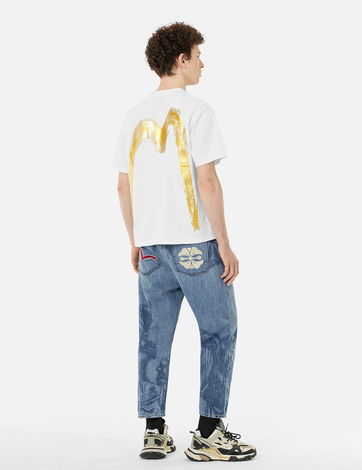 Fisherman Godhead Laser Print Cropped Jeans #2027 - 4