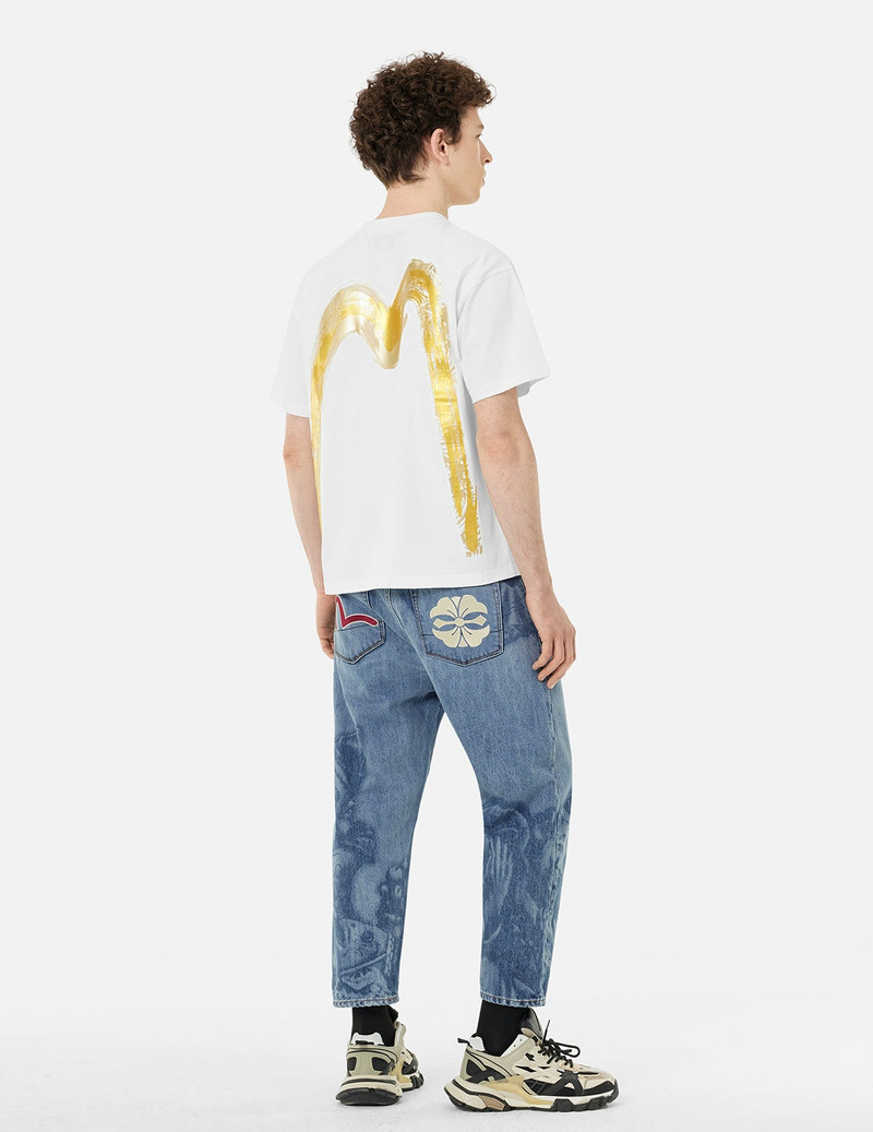 Fisherman Godhead Laser Print Cropped Jeans #2027 4