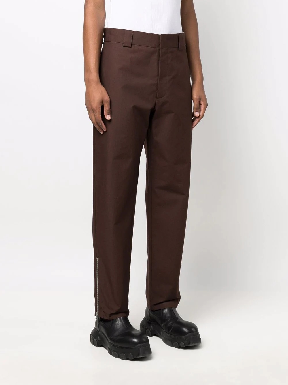 zip-detail tapered trousers - 3