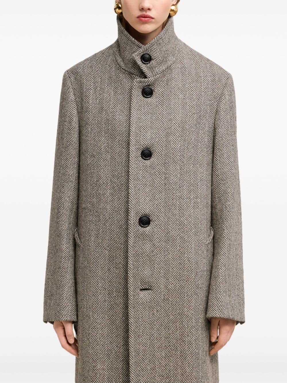 high-neck wool coat - 5