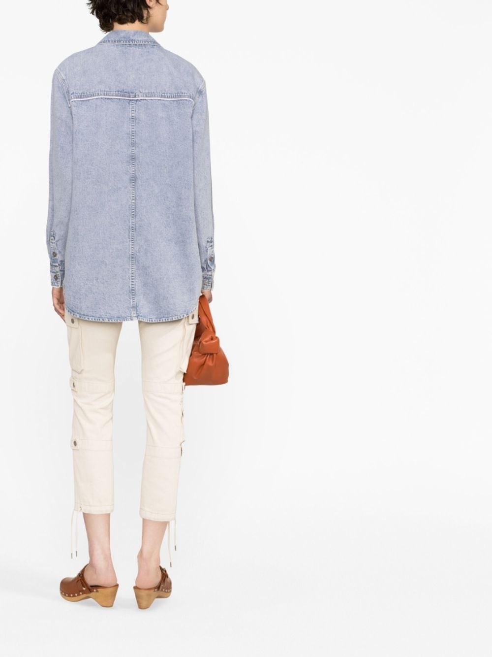 cotton-hemp blend chambray shirt jacket - 4