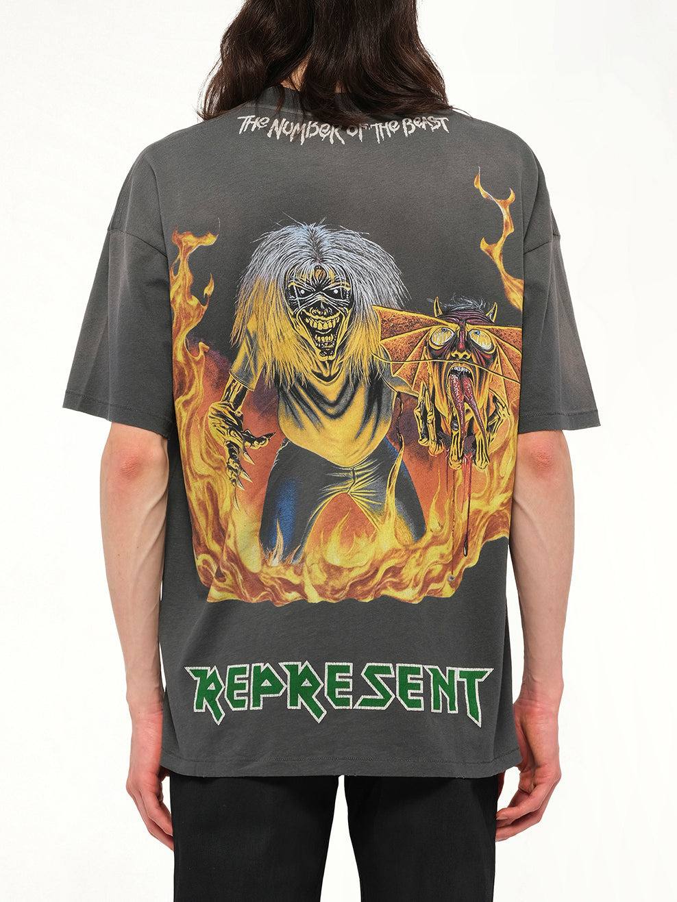 Iron Maiden Number of Beast T-Shirt in Sunfade Grey - 5