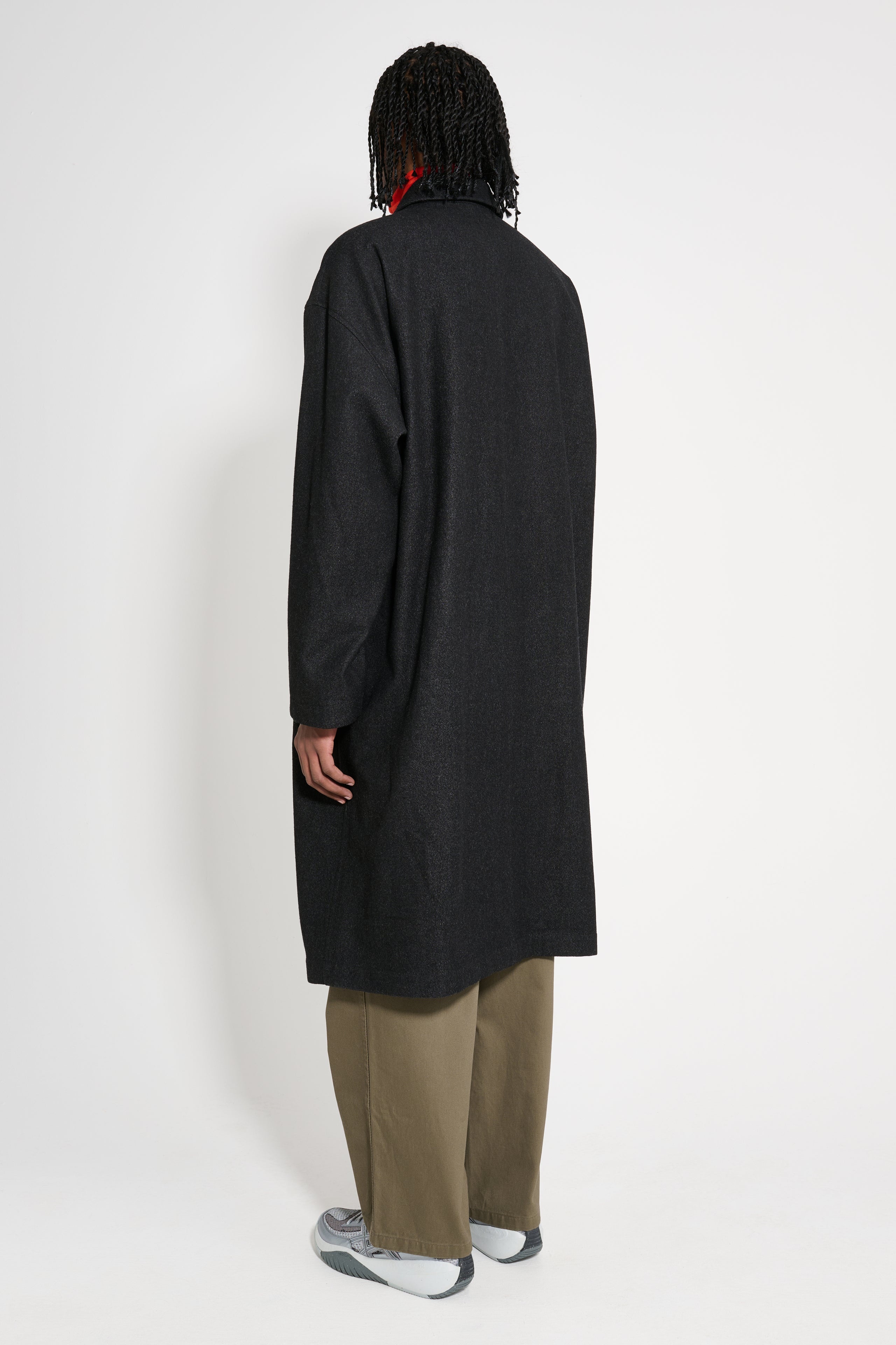 LEMAIRE BOXY OVERCOAT BLACK / GREY MELANGE - 4