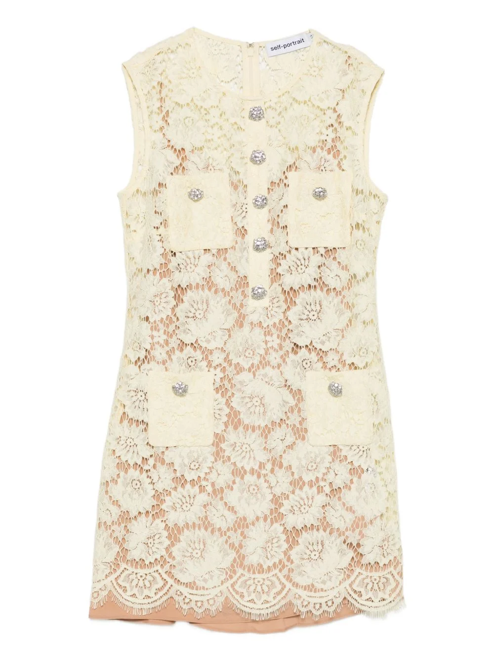 embellished lace pocket mini dress - 1