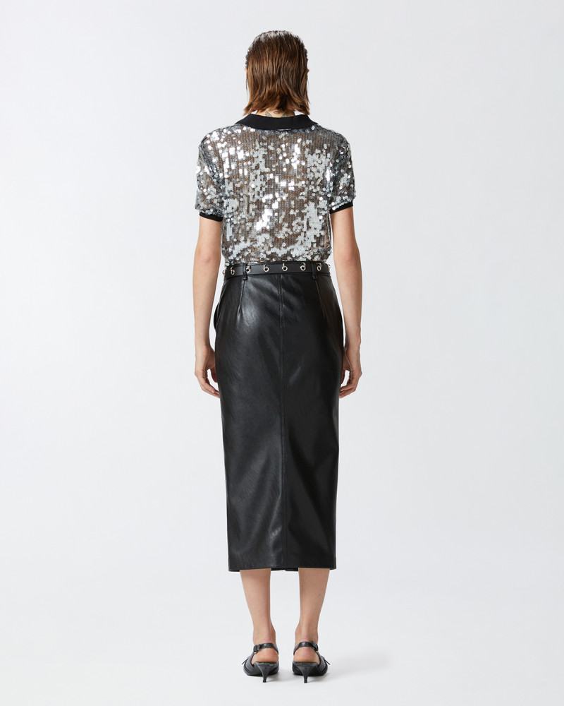 LEATHER-EFFECT MIDI SKIRT WITH SLIT AT THE HEM 5