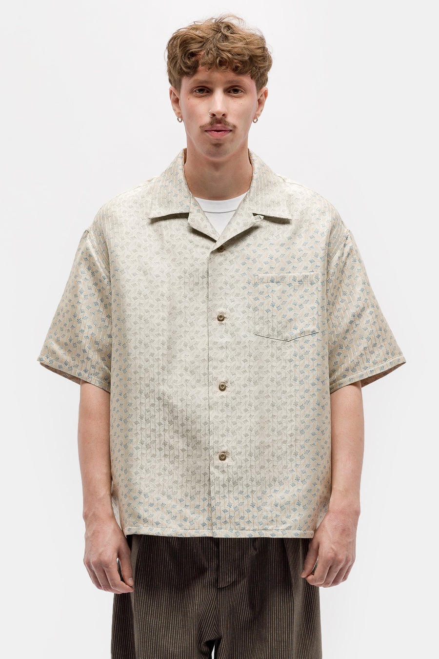 visvim Crosby S/S Jacquard Shirt in Ivory | notreshop