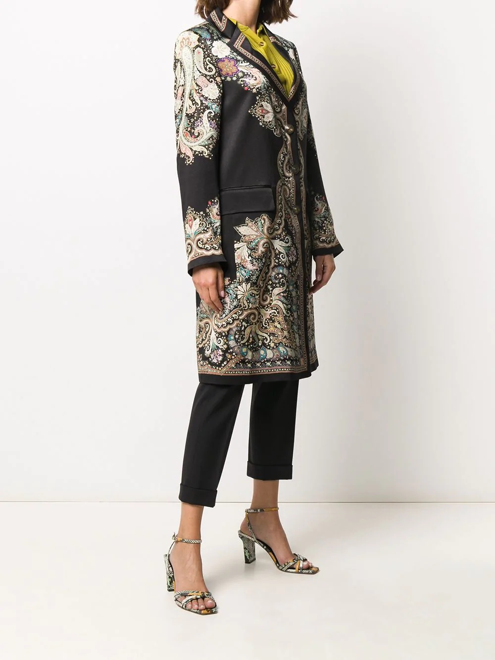 satin paisley-print coat - 3