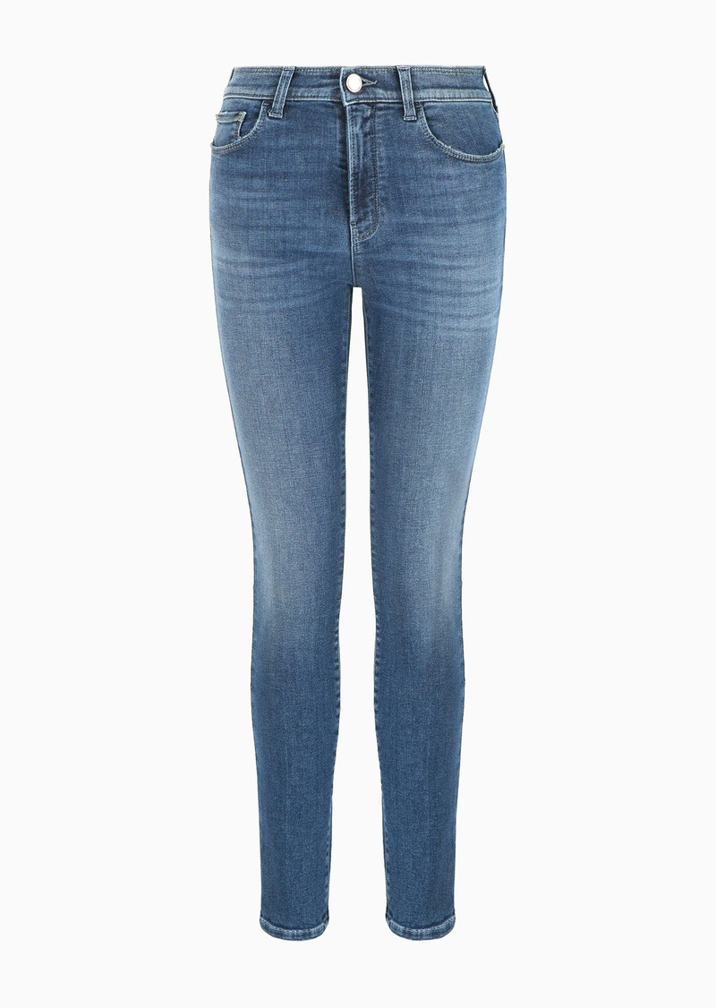 J20 High-waisted super-skinny jeans in a worn-look denim 1