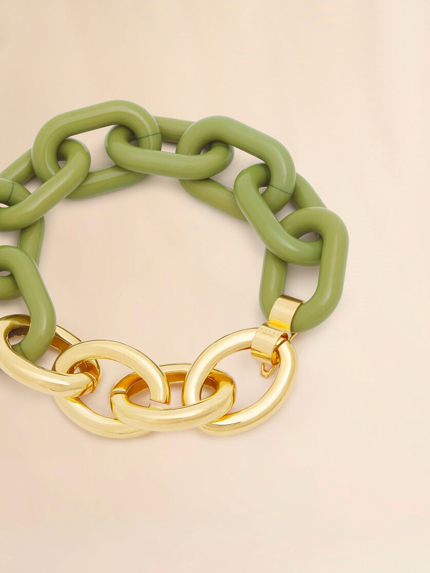 GREEN RESIN CHAIN NECKLACE - 4