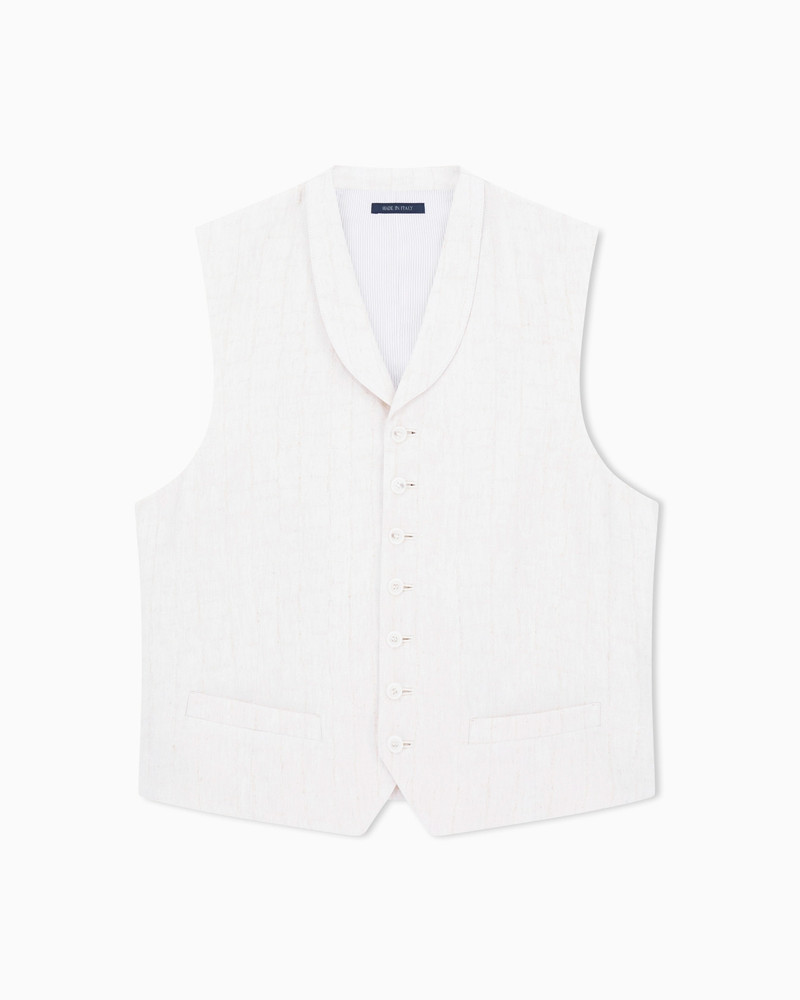 JACQUARD VISCOSE AND LINEN SINGLE-BREASTED WAISTCOAT 1