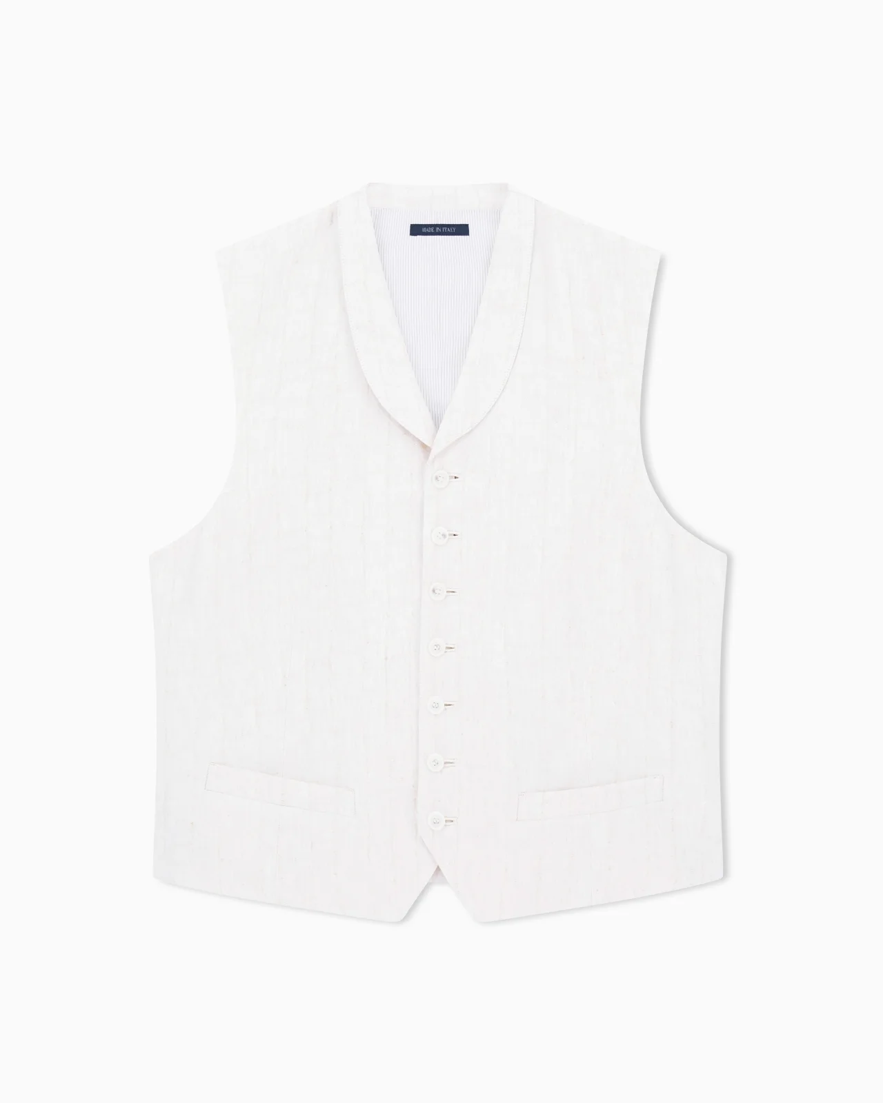 JACQUARD VISCOSE AND LINEN SINGLE-BREASTED WAISTCOAT - 1