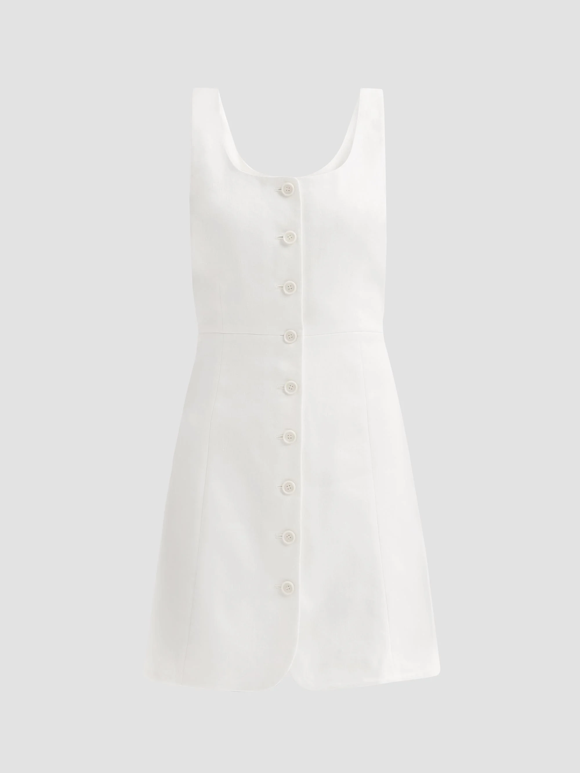 Women's Linen-Blend Sculpted Button-Front Minidress - Ivory - 1
