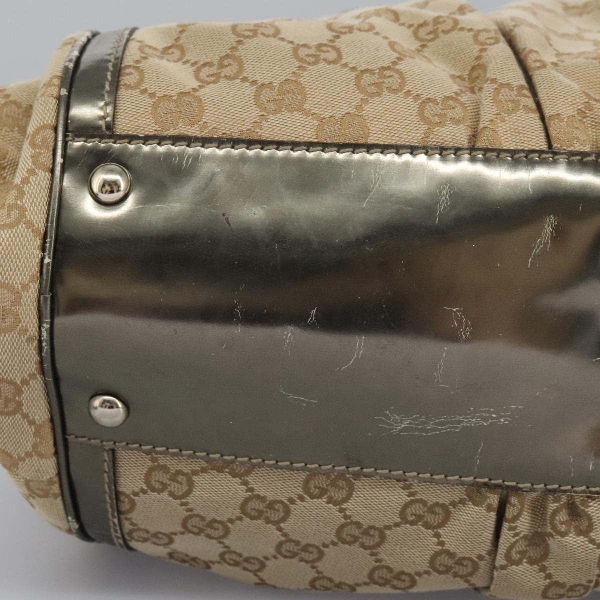 GUCCI Bamboo GG Canvas Hand Bag Beige - 15