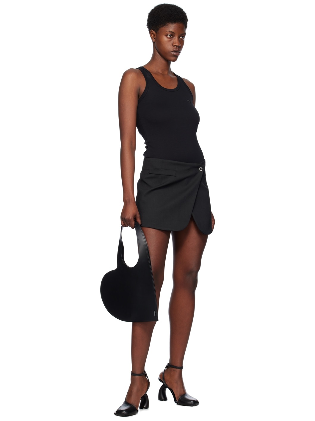 Black Tailored Miniskirt - 4
