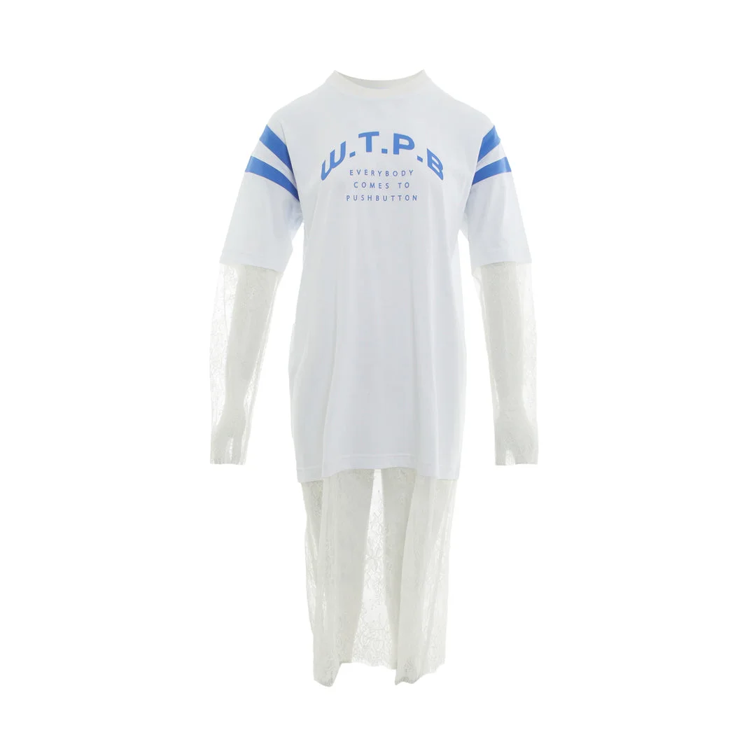 White Layered Lace Sleeve Tee - 1