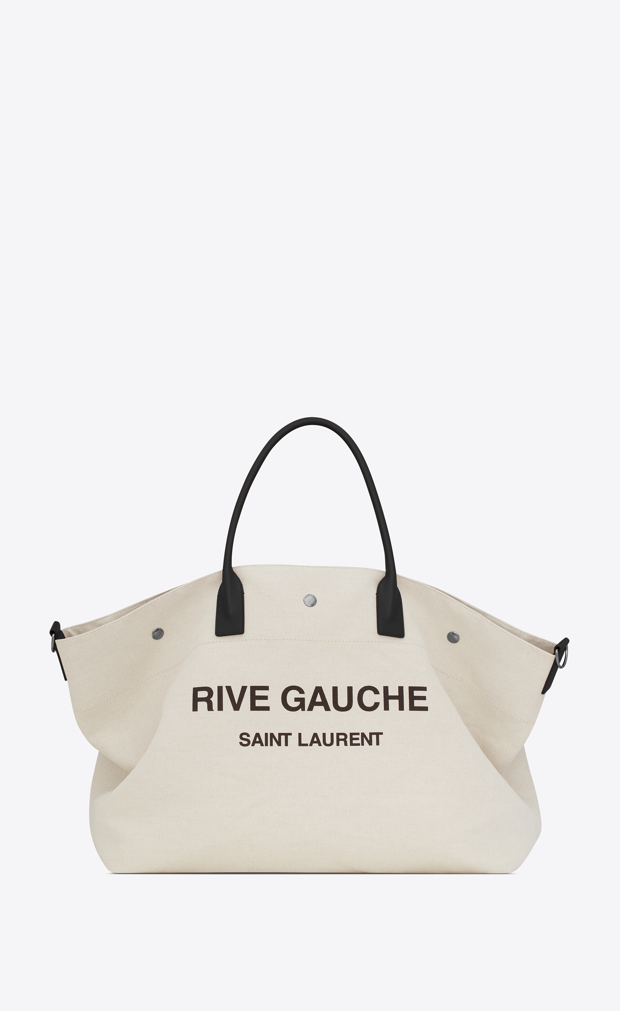 rive gauche maxi shopping bag in printed canvas and smooth leather - 5