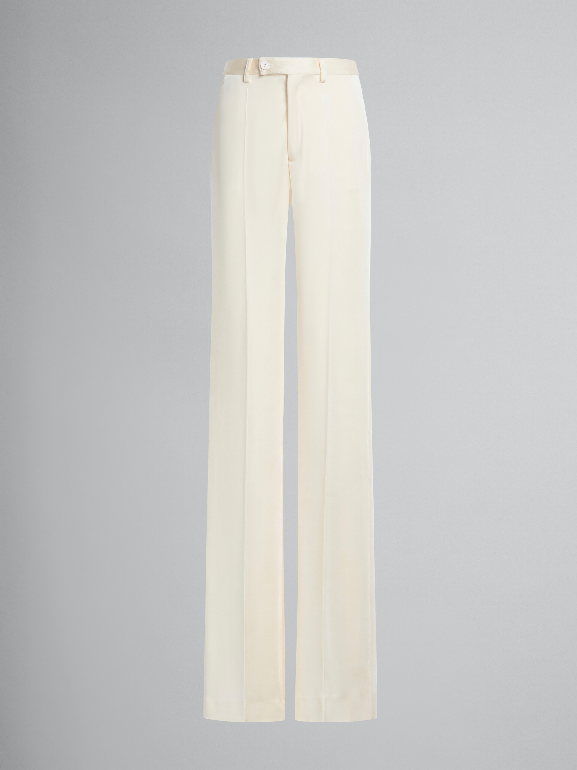 WHITE STRETCH JERSEY TROUSERS - 1