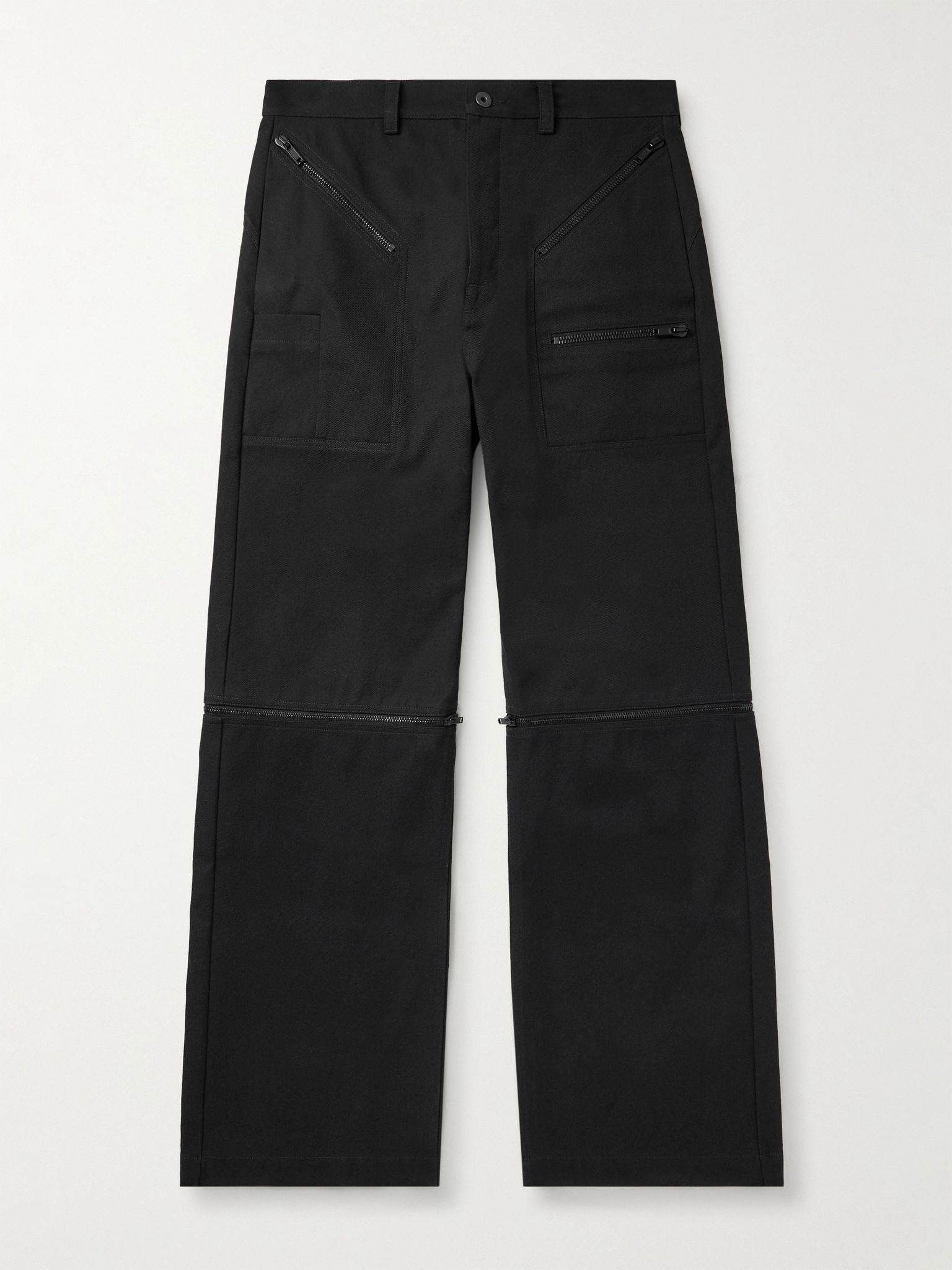 Strobe Convertible Wide-Leg Zip-Detailed Cotton-Twill Trousers Brown - 1