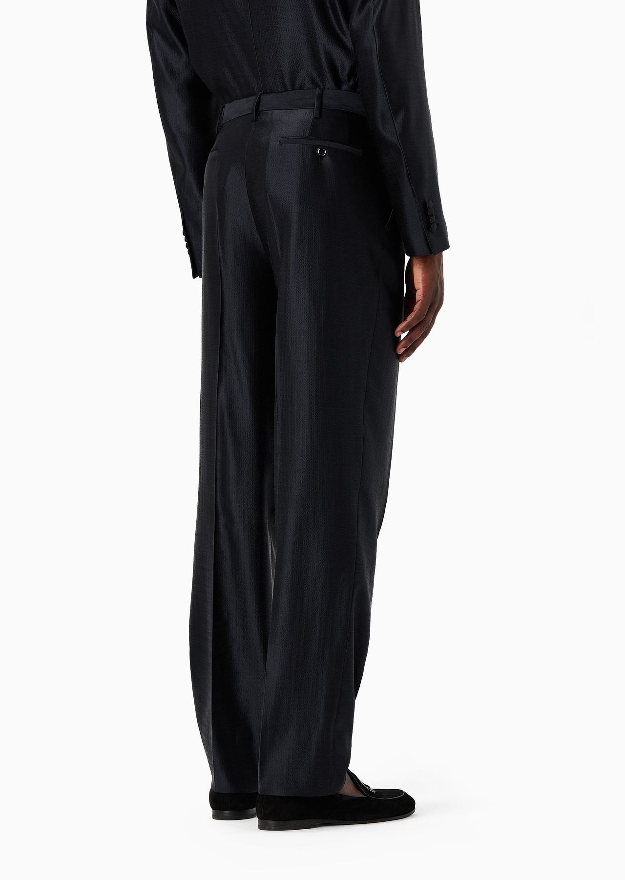 Wool and silk satin two-pleat trousers - 3