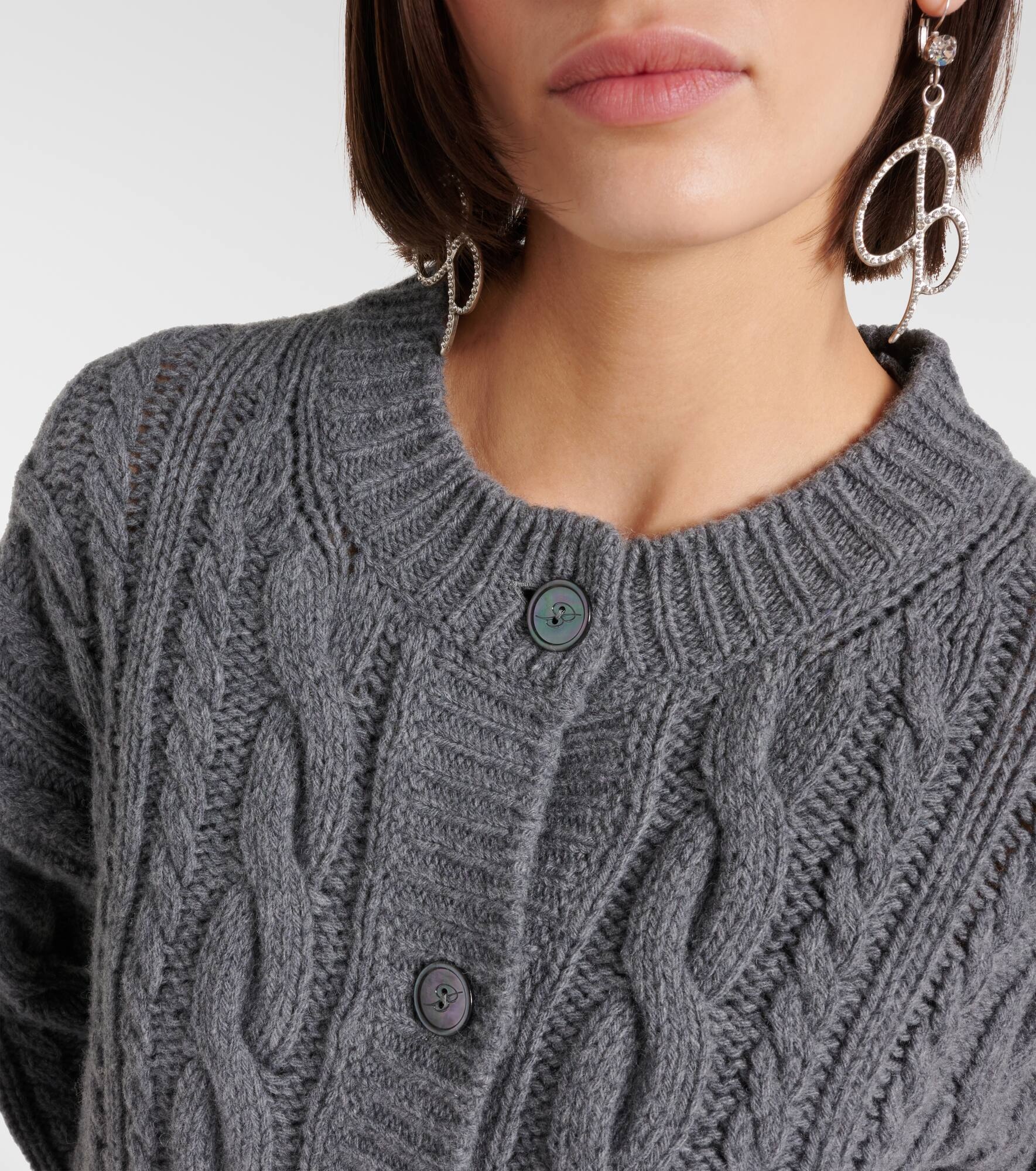 Cable-knit wool and cashmere cardigan - 4