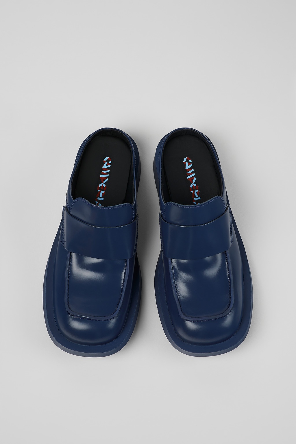 Blue leather loafer slide - 4