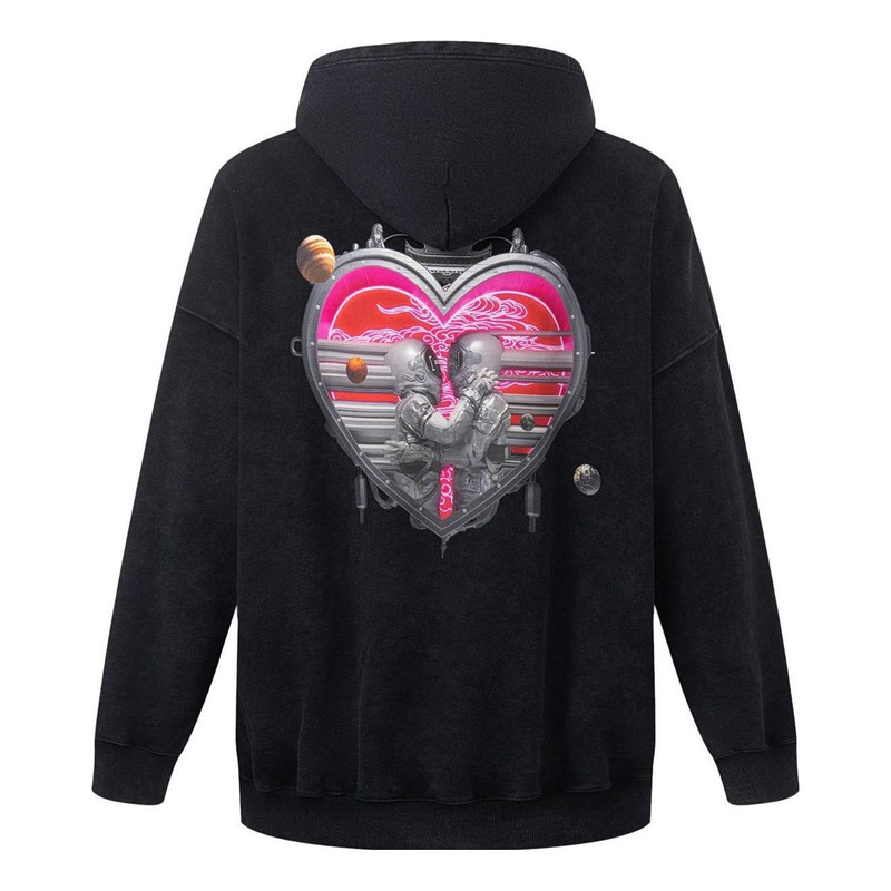 Li-Ning Li-Ning Valentine's Day Graphic Hoodie 'Black' AWDT231-1 outlook