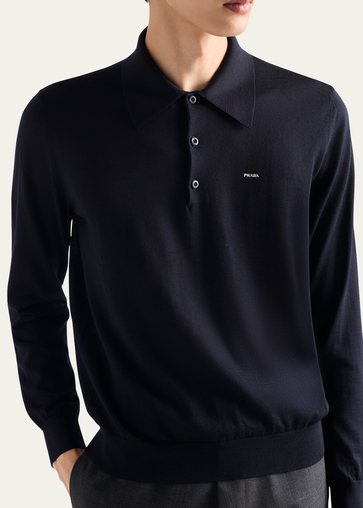 Men's Superfine Wool Small Logo Crewneck Sweater - 4