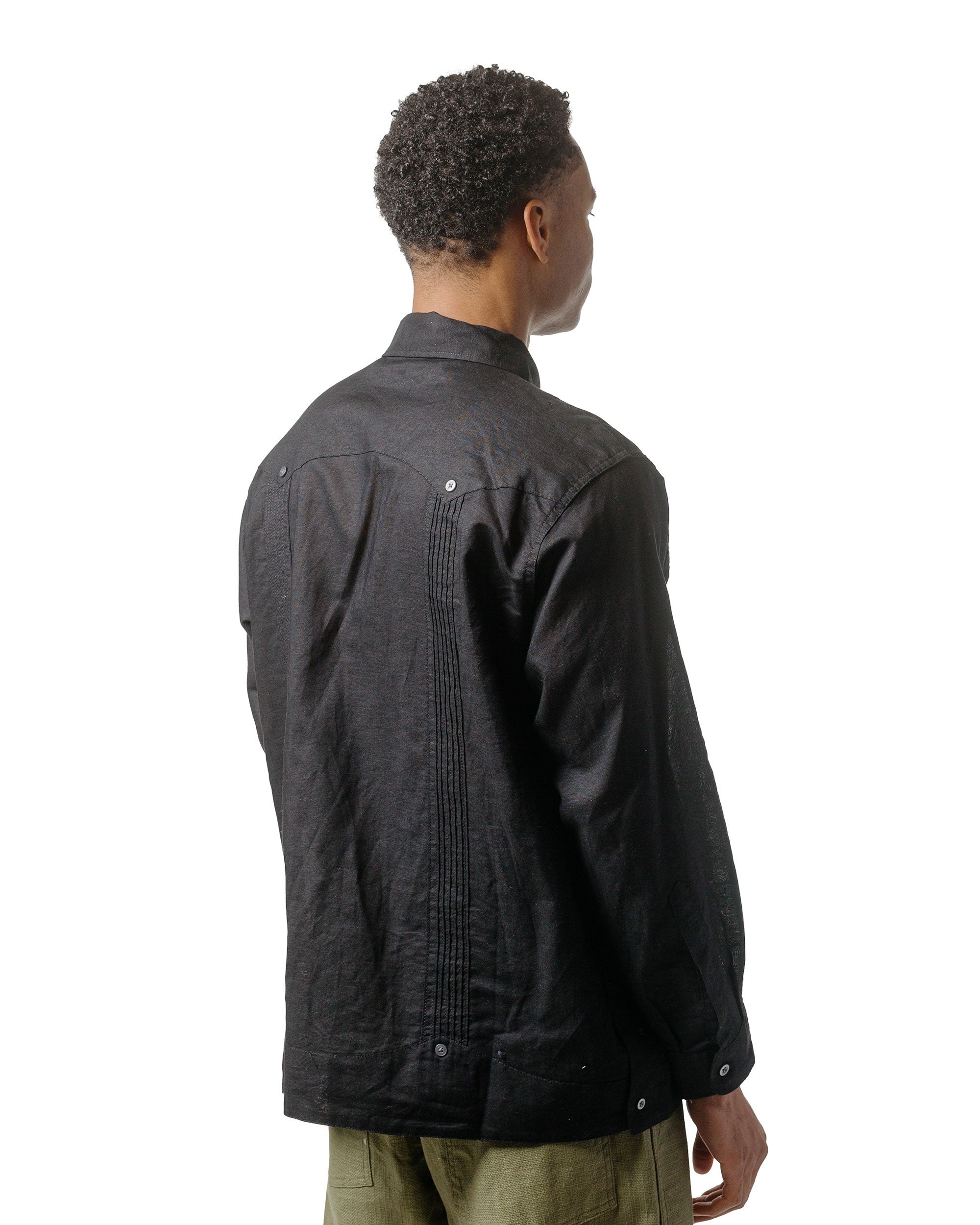 Guayabera Shirt Black Handkerchief Linen - 3