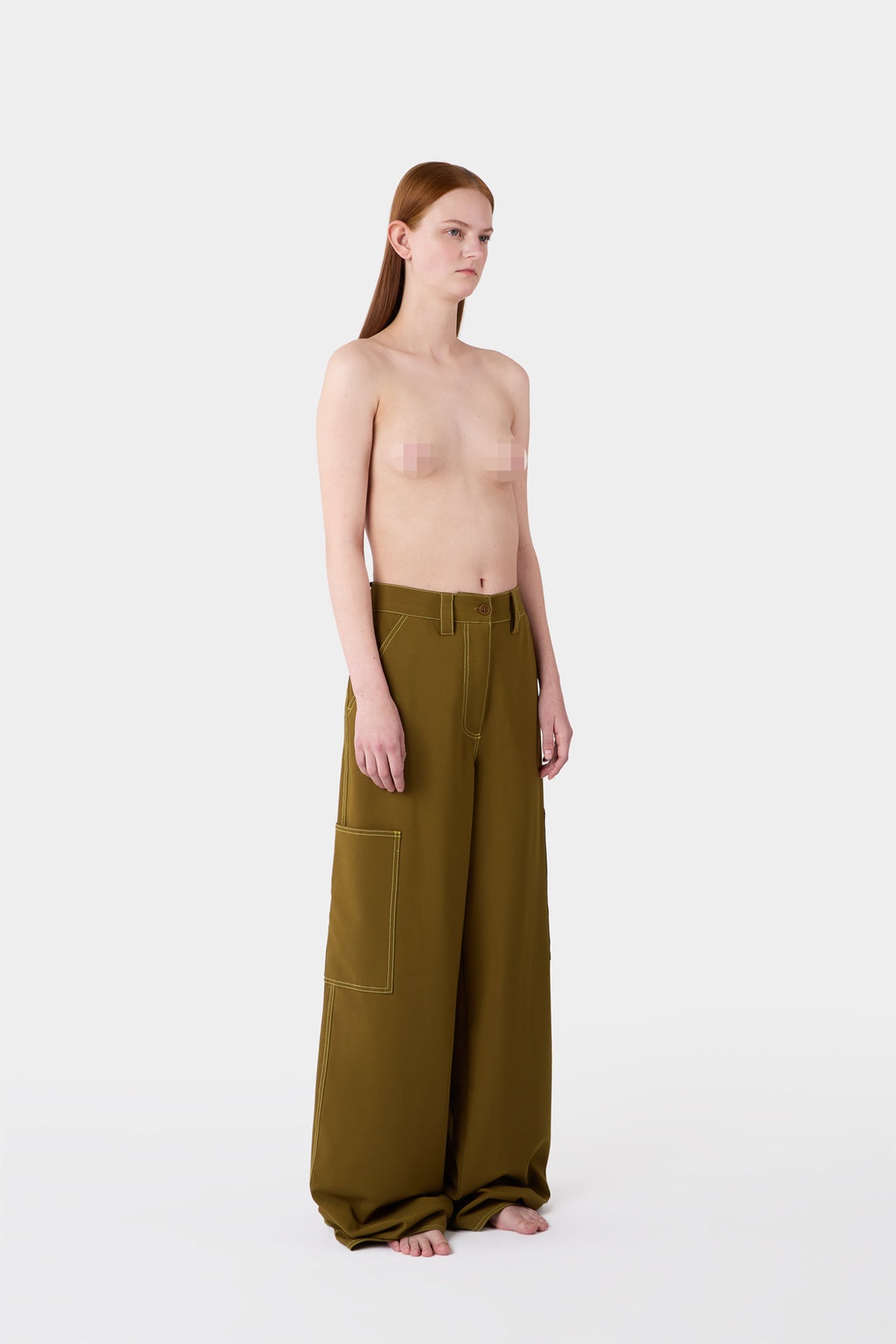 FIT LOOSE PANTS / olive green - 2