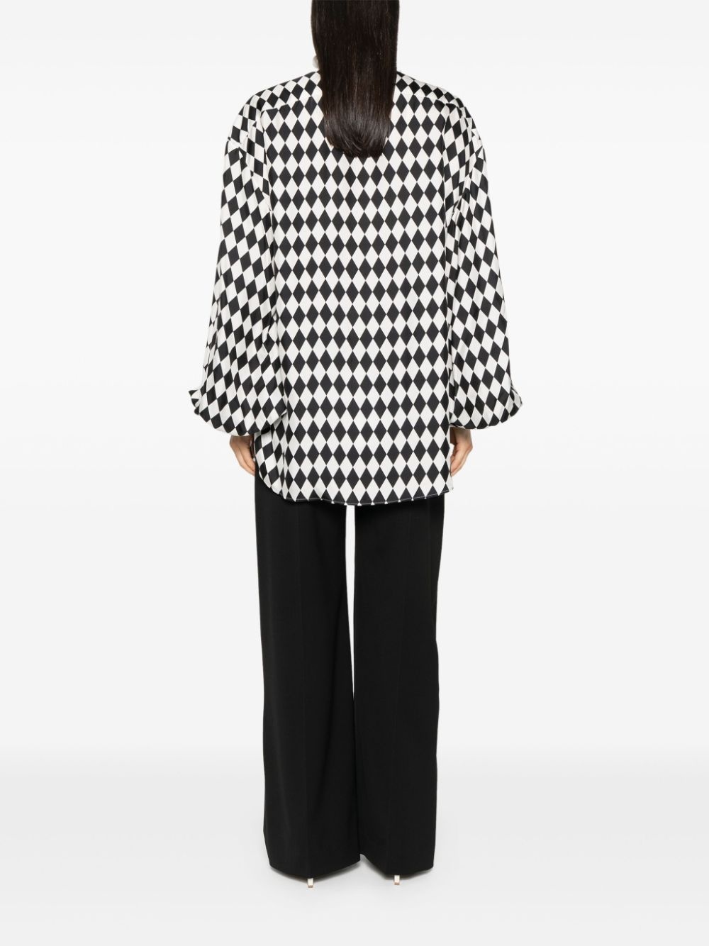 geometric-pattern silk shirt - 4