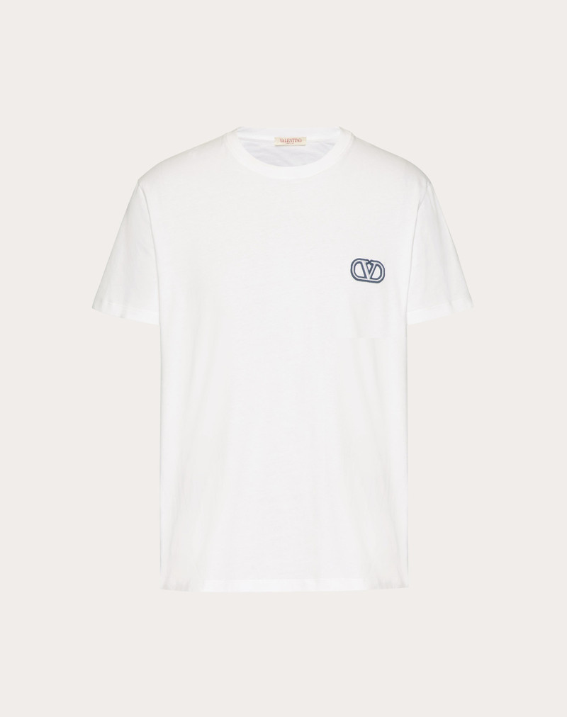 COTTON T-SHIRT WITH VLOGO SIGNATURE PATCH - 1