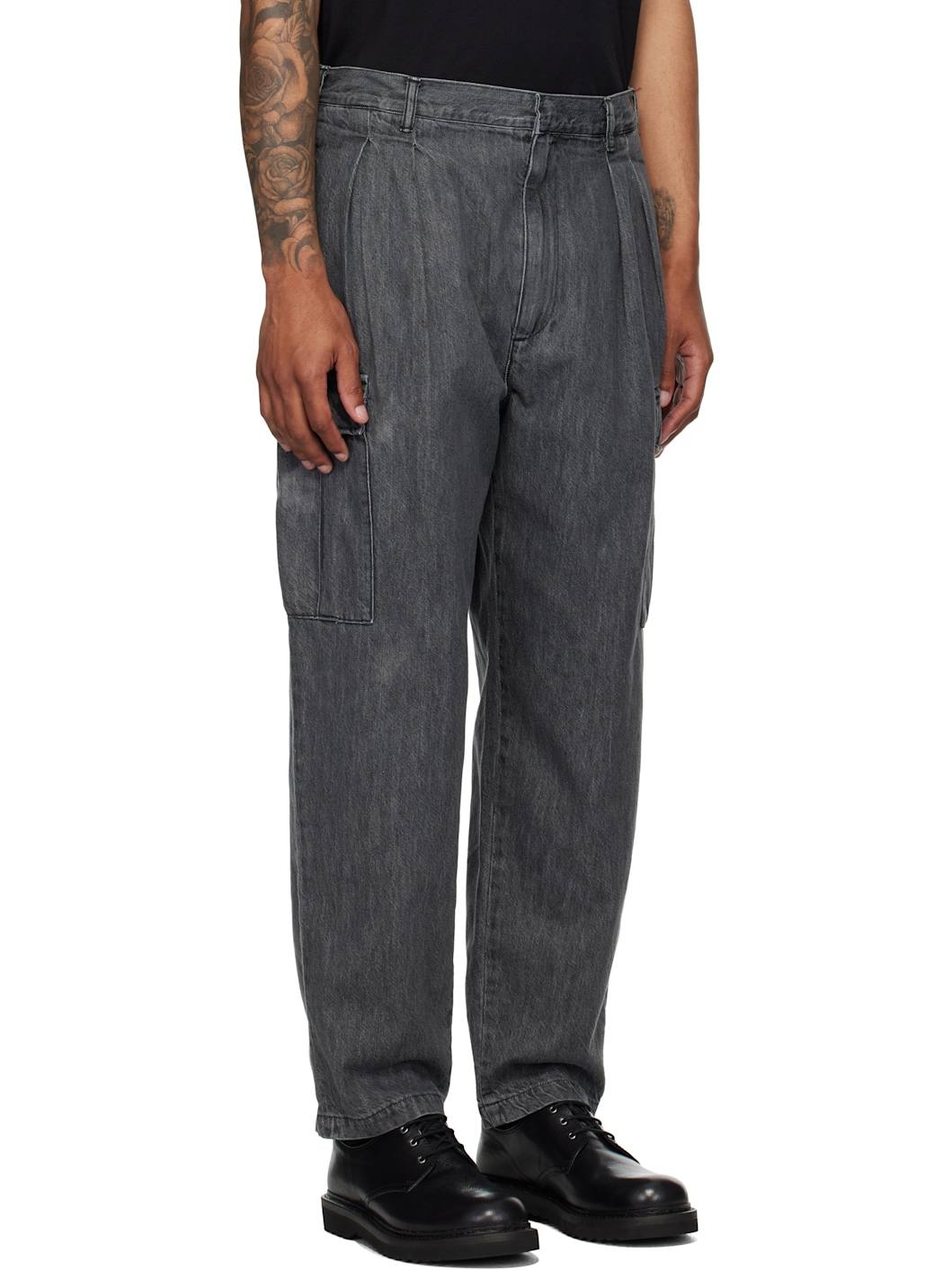 Black MILT2301 Denim Cargo Pants - 2