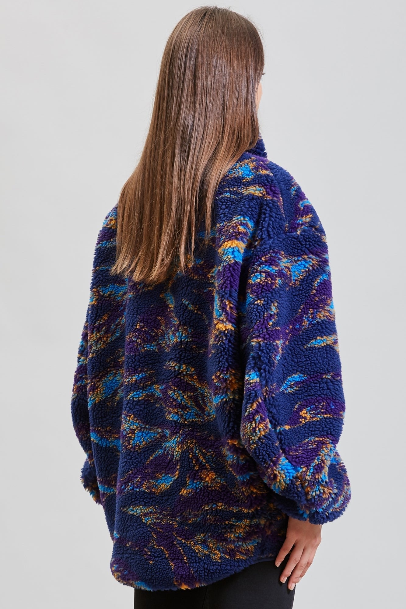 OVERSIZED ZIP-UP FLEECE JACKET - NAVY SWIRL | R13 - 5