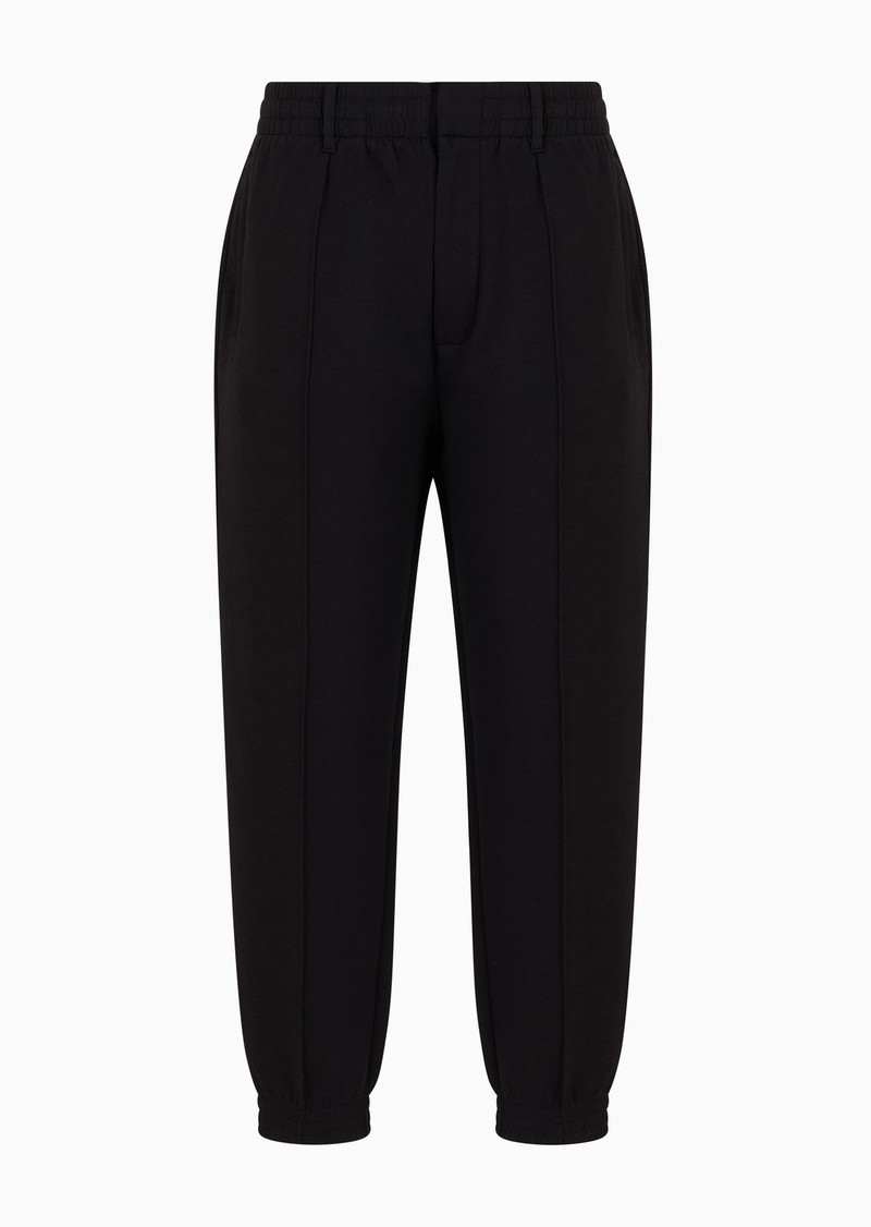 Double-jersey trousers with crease and stretch ankle cuffs 1